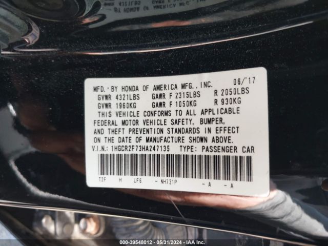 1HGCR2F73HA247135 Honda ACCORD EX