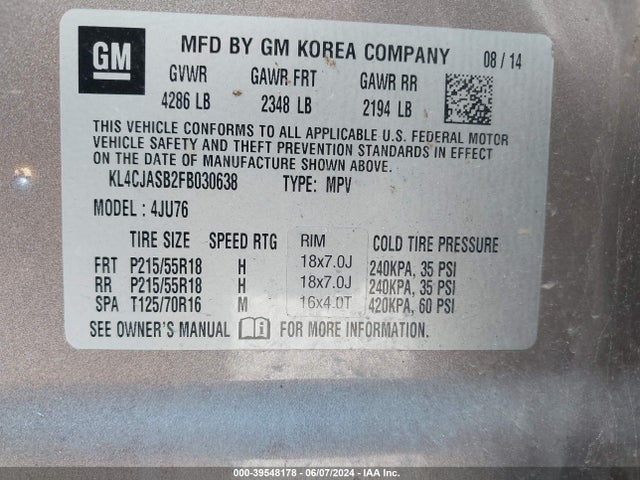 KL4CJASB2FB030638 Buick Encore