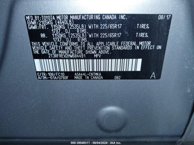 Toyota Rav4 Xle 2017 2T3RFREV2HW684491 Image 9