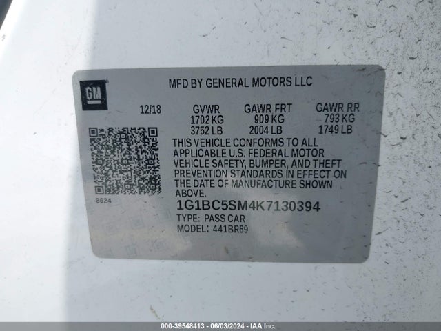 Chevrolet CRUZE LS 2019 1G1BC5SM4K7130394 Image 9