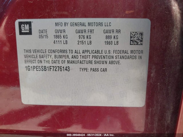 Chevrolet Cruze 2lt Auto 2015 1G1PE5SB1F7276143 Image 9