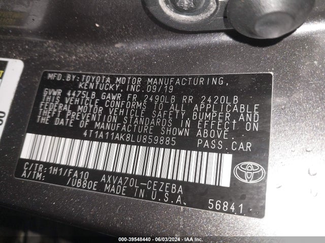 Toyota CAMRY L 2020 4T1A11AK8LU859885 Image 9