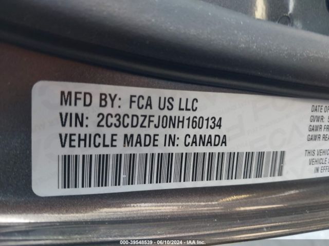 2C3CDZFJ0NH160134 Dodge Challenger R/t Scat Pack