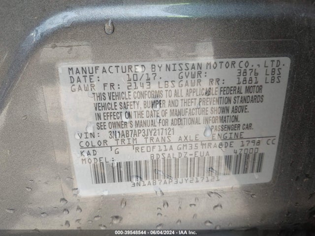 Nissan SENTRA SV 2018 3N1AB7AP3JY217121 Image 9