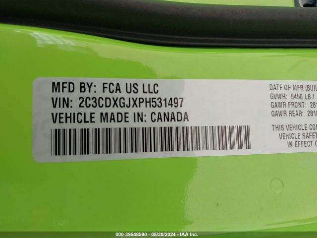 2C3CDXGJXPH531497 Dodge Charger Scat Pack