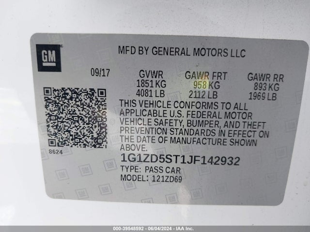 Chevrolet MALIBU LT 2018 1G1ZD5ST1JF142932 Image 9