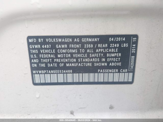 WVWBP7AN5EE534466 Volkswagen Cc 2.0t Sport