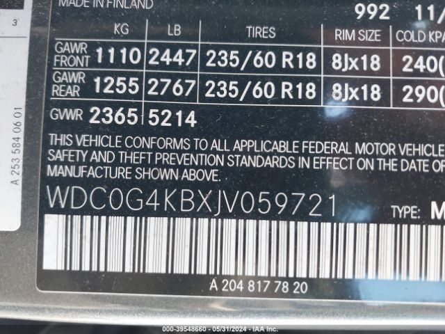 2018 MERCEDES-BENZ GLC 300 WDC0G4KBXJV059721 Photo 8