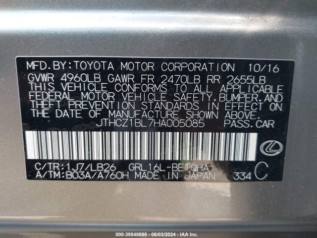 JTHCZ1BL7HA005085 Lexus Gs 350 F Sport