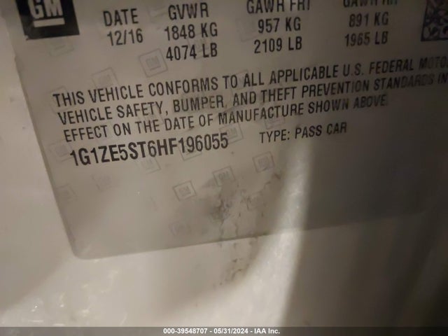 Chevrolet MALIBU 1LT 2017 1G1ZE5ST6HF196055 Image 9