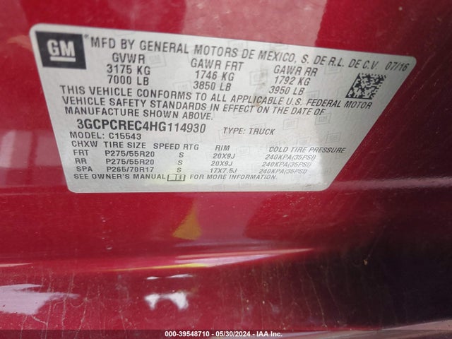 Chevrolet Silverado 1500 1lt 2017 3GCPCREC4HG114930 Image 9