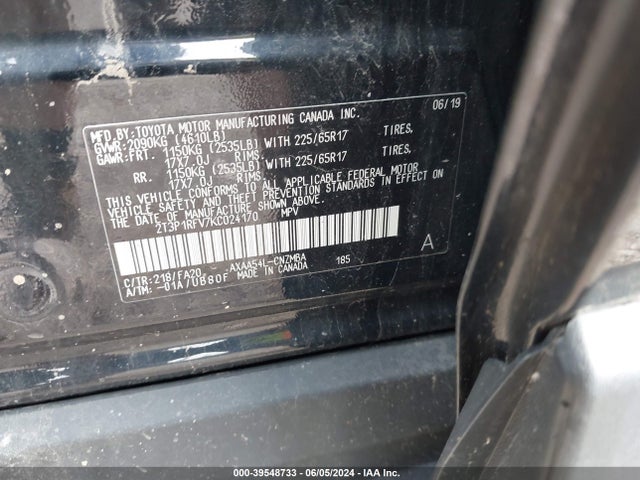 Toyota Rav4 Xle 2019 2T3P1RFV7KC024170 Image 9