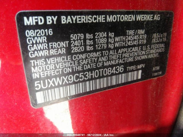 5UXWX9C53H0T08436 BMW X3 Xdrive28i