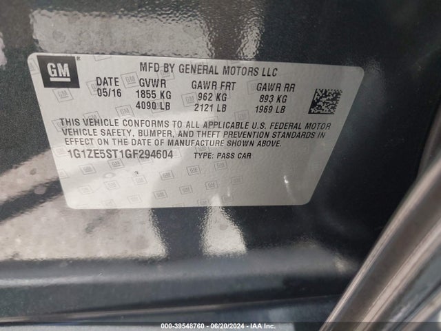 Chevrolet MALIBU 1LT 2016 1G1ZE5ST1GF294604 Image 9