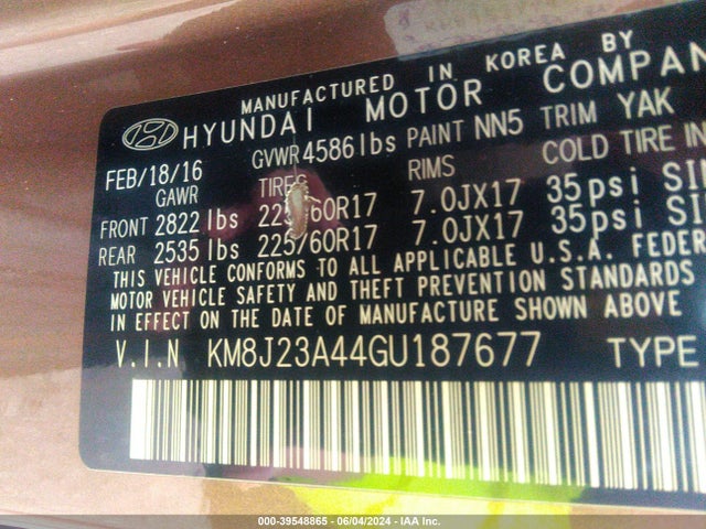 Hyundai TUCSON SE 2016 KM8J23A44GU187677 Image 9