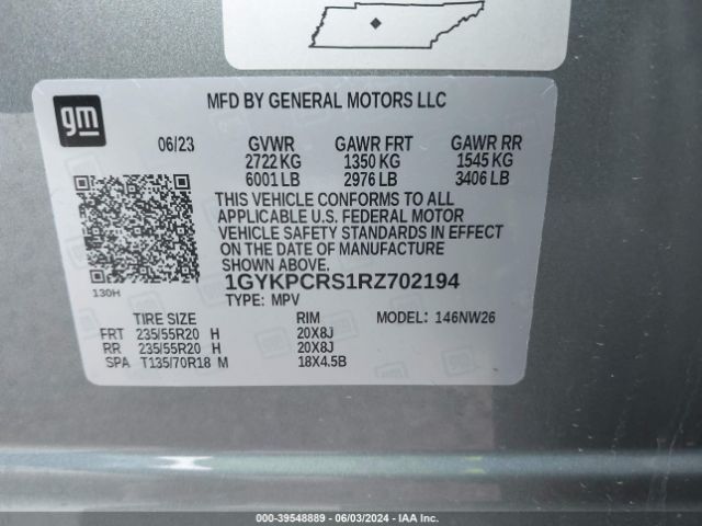 1GYKPCRS1RZ702194 Cadillac Xt6 Fwd Premium Luxury