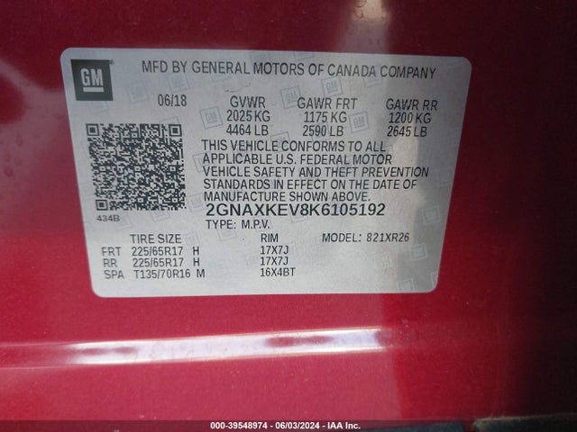 Chevrolet EQUINOX LT 2019 2GNAXKEV8K6105192 Image 9