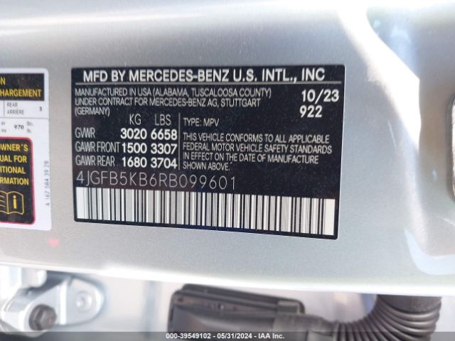 4JGFB5KB6RB099601 Mercedes-Benz Gle 450 4matic