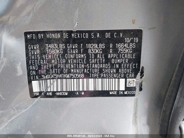 Honda FIT LX 2019 3HGGK5H41KM750568 Image 9