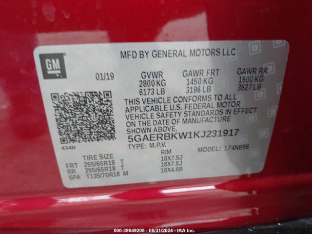5GAERBKW1KJ231917 Buick Enclave Fwd Essence