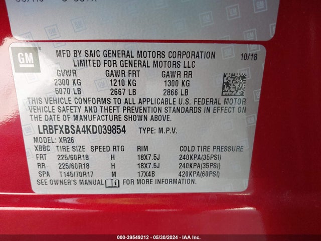 Buick Envision Fwd Preferred 2019 LRBFXBSA4KD039854 Image 9