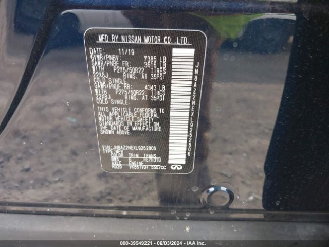 JN8AZ2NEXL9252806 Infiniti Qx80 Luxe Awd