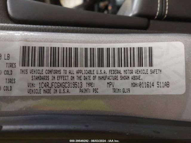 1C4RJFCGXGC319513 Jeep Grand Cherokee Overland