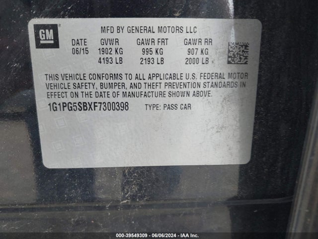 Chevrolet CRUZE LTZ 2015 1G1PG5SBXF7300398 Image 9