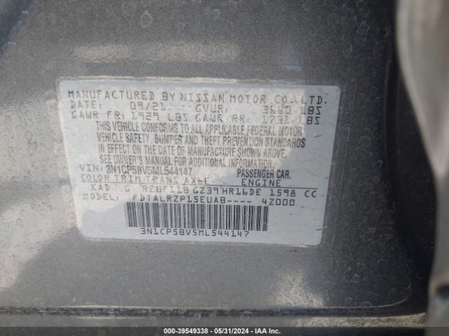 3N1CP5BV5ML544147 Nissan Kicks S Xtronic Cvt