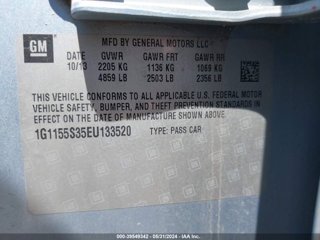 Chevrolet IMPALA 2LZ 2014 1G1155S35EU133520 Image 9