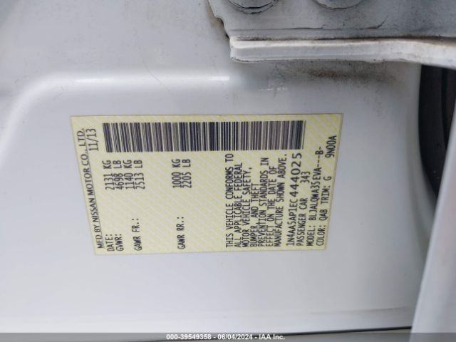 1N4AA5AP1EC444025 Nissan Maxima 3.5 S/3.5 Sv