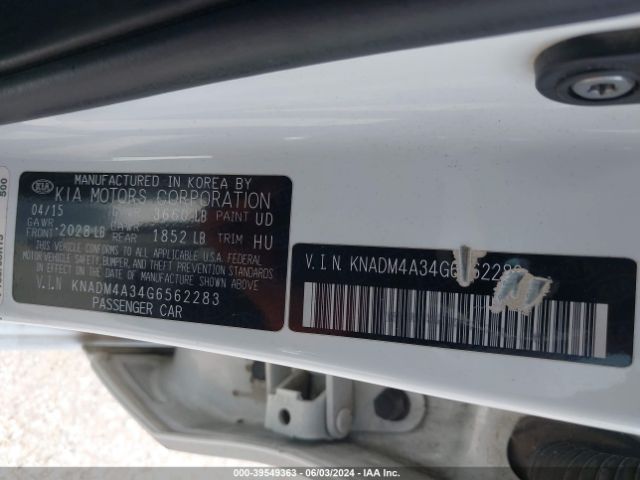 KNADM4A34G6562283 KIA RIO LX
