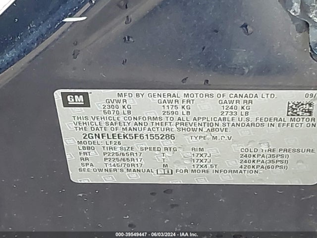 2GNFLEEK5F6155286 Chevrolet EQUINOX LS