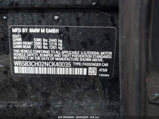 WBS83CH02NCK40035 BMW M5
