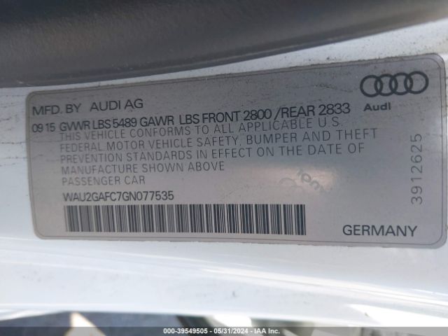 WAU2GAFC7GN077535 Audi A7 3.0t Premium Plus