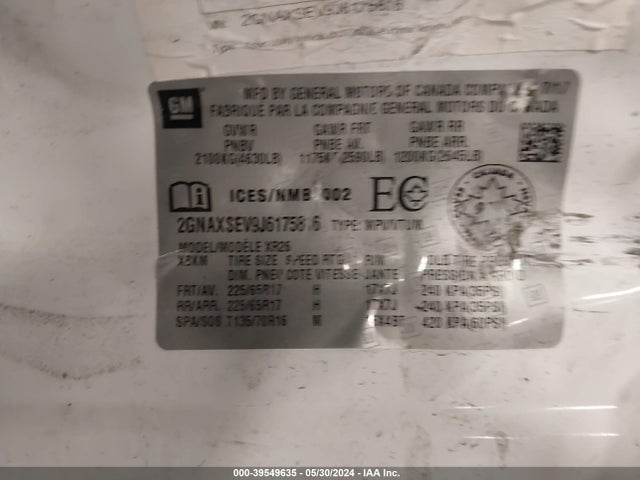 Chevrolet EQUINOX LT 2018 2GNAXSEV9J6175816 Image 9