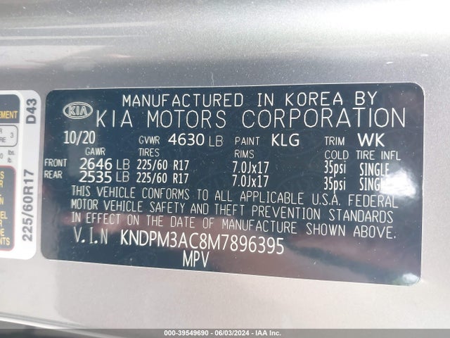 KIA Sportage Lx 2021 KNDPM3AC8M7896395 Image 9