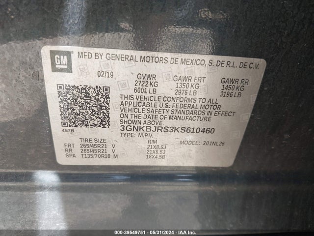 Chevrolet BLAZER RS 2019 3GNKBJRS3KS610460 Image 9