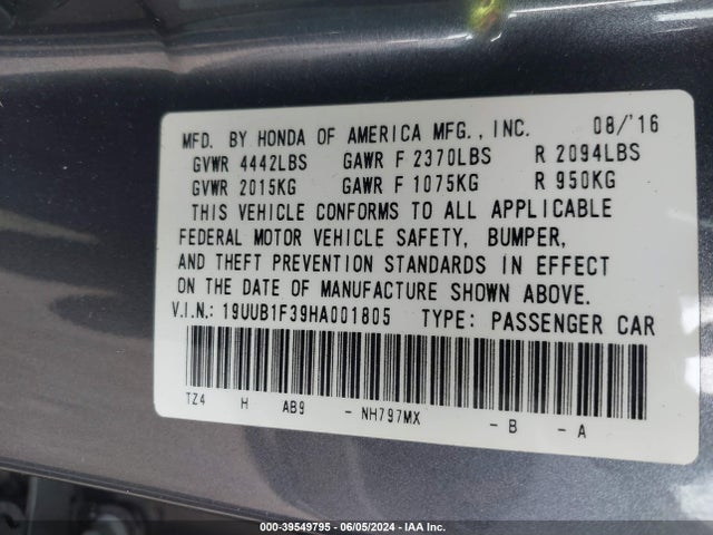 Acura TLX 2017 19UUB1F39HA001805 Image 9