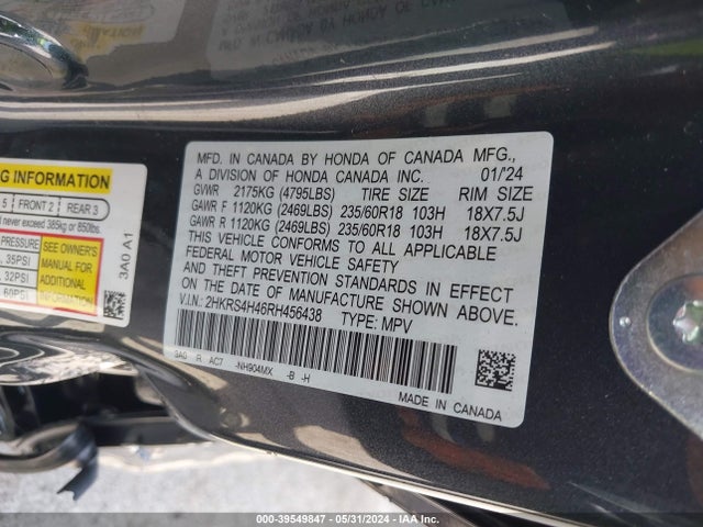 Honda Cr-v Ex Awd 2024 2HKRS4H46RH456438 Image 9