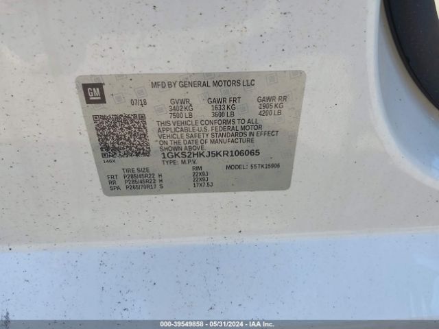 1GKS2HKJ5KR106065 GMC YUKON XL DENALI