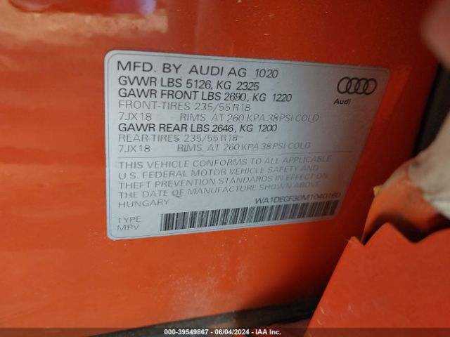 WA1DECF30M1040160 Audi Q3 Premium 45 Tfsi S Line Quattro Tiptronic