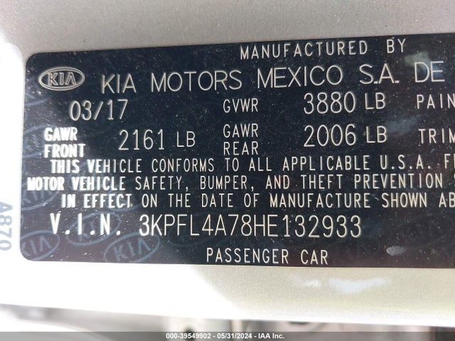KIA FORTE LX 2017 3KPFL4A78HE132933 Image 9