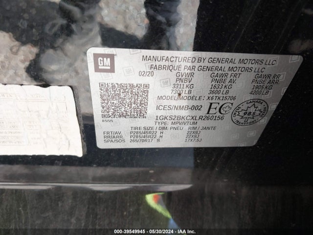 GMC Yukon 4wd Slt 2020 1GKS2BKCXLR260156 Image 9