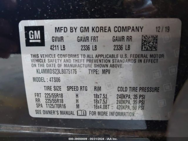 KL4MMDS23LB075175 Buick Encore Gx Fwd Select