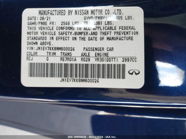 JN1EV7KK8NM600024 Infiniti Q60 Luxe