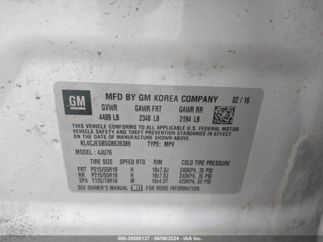 KL4CJESB5GB639389 Buick Encore
