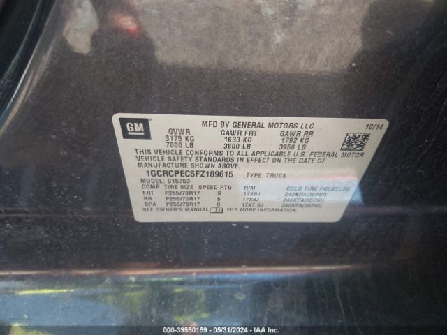 1GCRCPEC5FZ189615 Chevrolet Silverado 1500 Wt