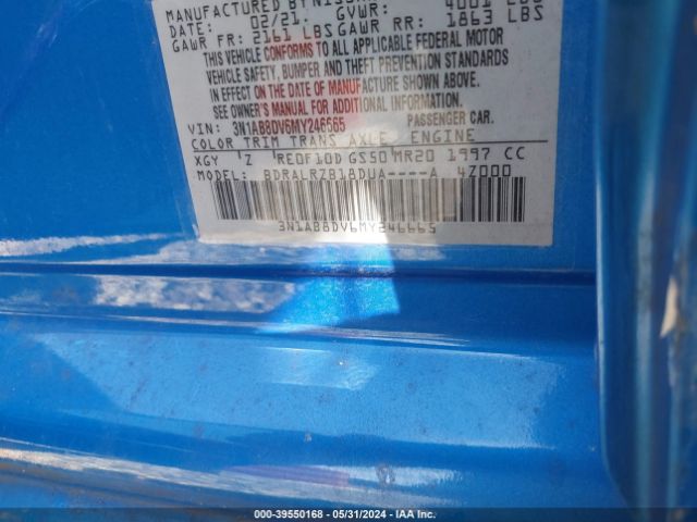 3N1AB8DV6MY246665 Nissan Sentra Sr Xtronic Cvt