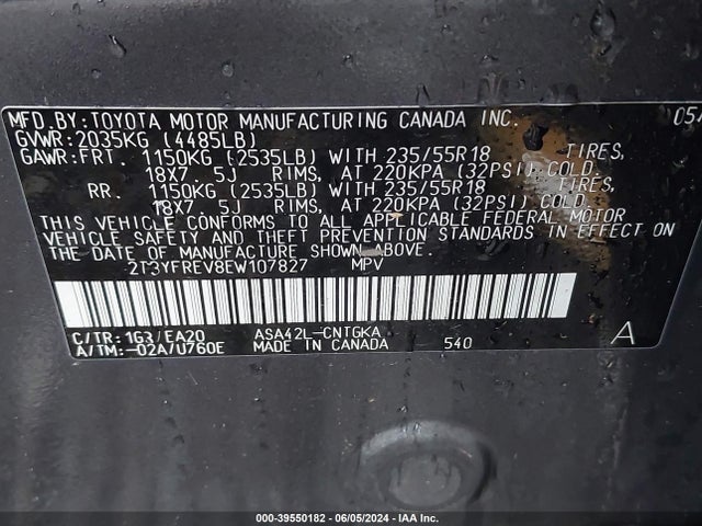 Toyota Rav4 Limited 2014 2T3YFREV8EW107827 Image 9